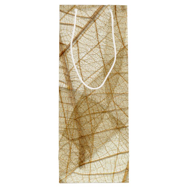 Rustic Sheer Cream Lace Blätter Geschenktüte Für Weinflaschen (Rückseite)