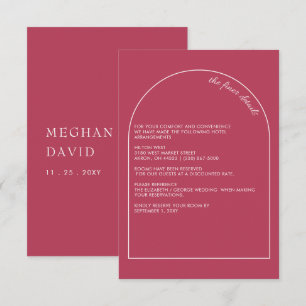 Rustic Simple Modern Arch Magenta Wedg Begleitkarte