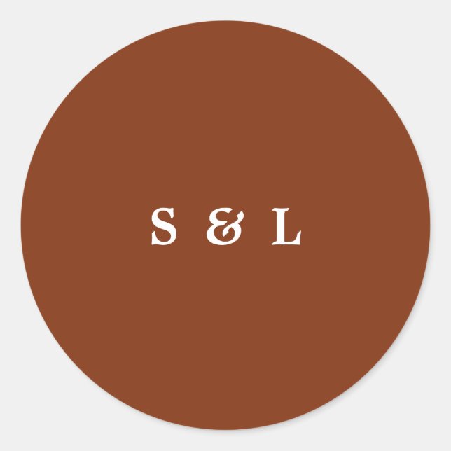 Rustic Simple Monogram Wedding Enveloper Stickers (Vorderseite)