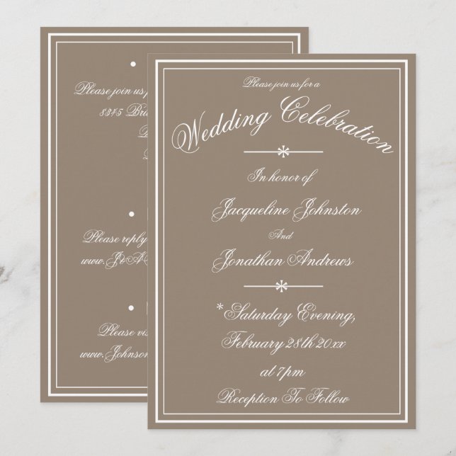 Rustic Simple Script Name Chic Stone Wedding  Einladung (Vorne/Hinten)