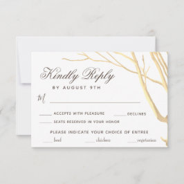 Rustic Simple Tree Wedding Menü RSVP Card Karte