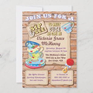 Rustic Sip et voir une nouvelle invitation bébé