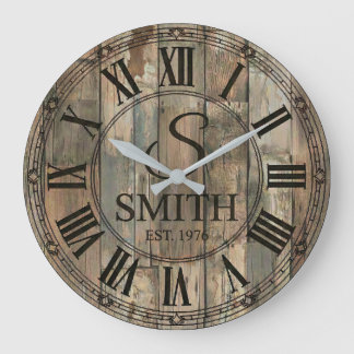 Rustic Smith Family wall Clock | Farmhouse Decor  Große Wanduhr