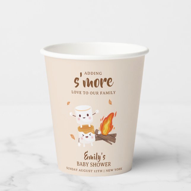 Rustic S'more Liebe Campfire Babydusche Pappbecher (Vorderseite)
