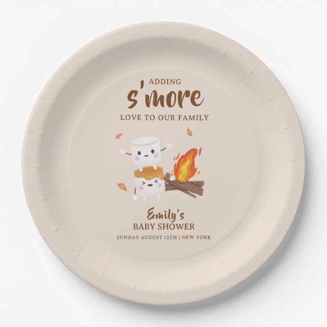 Rustic S'more Liebe Campfire Babydusche Pappteller (Vorderseite)
