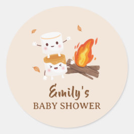 Rustic S'more Liebe Campfire Babydusche Runder Aufkleber