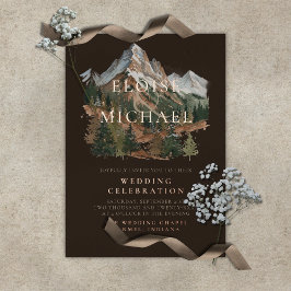 Rustic Snowy Mountain Landscape Watercolor Wedding Folieneinladung
