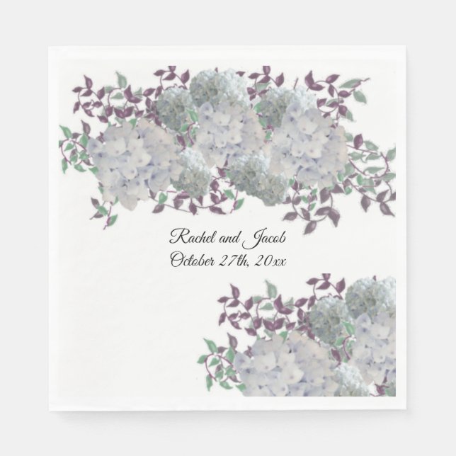 Rustic Soft Blue Hydrangea Hochzeitspapier Napkins Serviette (Vorderseite)