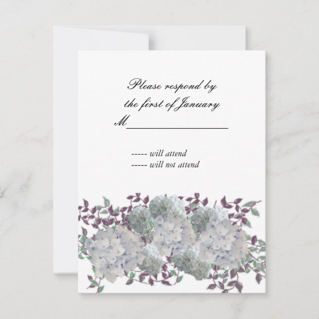 Rustic Soft Blue Hydrangea Repcard RSVP Karte (Vorderseite)
