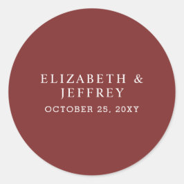 Rustic Solid Burgundy Wedding Runder Aufkleber