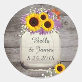 Rustic Sonnenblume Mason Jar Stickers