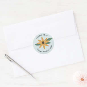 Rustic Sonnenblume Name und Dankeschön Aufkleber
