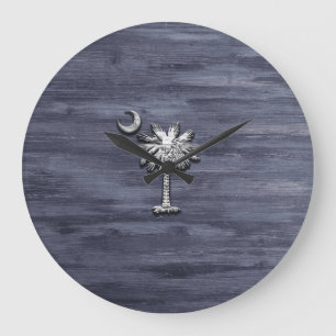 Rustic South Carolina Palmetto and Moon Große Wanduhr