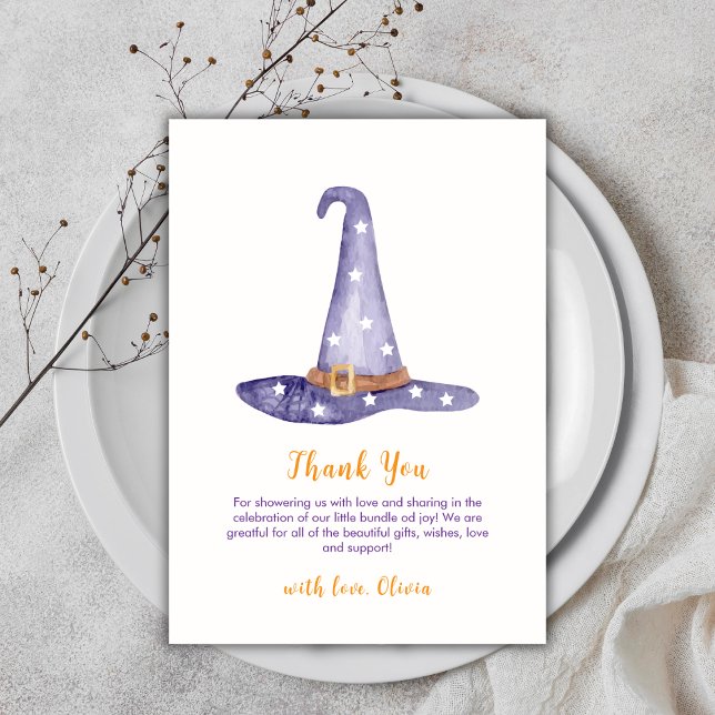 Rustic Star Little Boo Witch Hat Baby Dusche Dankeskarte (Rustic Star Little Boo Witch Hat Baby Shower Thank You Card)