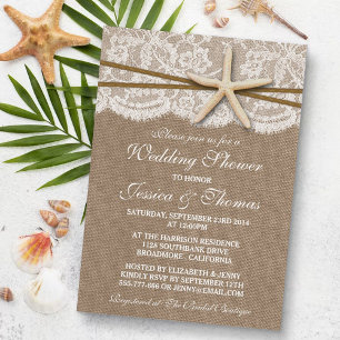 Rustic Starfish Beach Wedding Shower Invitations Einladung