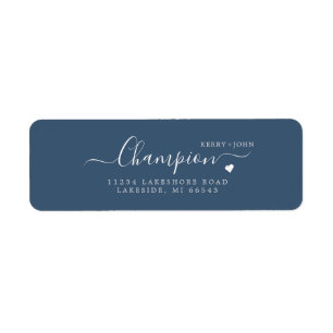 Rustic Stone Blue Wedding Return Label