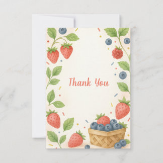 Rustic Strawberry Blueberry Baby Berry Sweet Dankeskarte