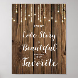 Rustic String lights Jede Liebe Story ist..wedding Poster