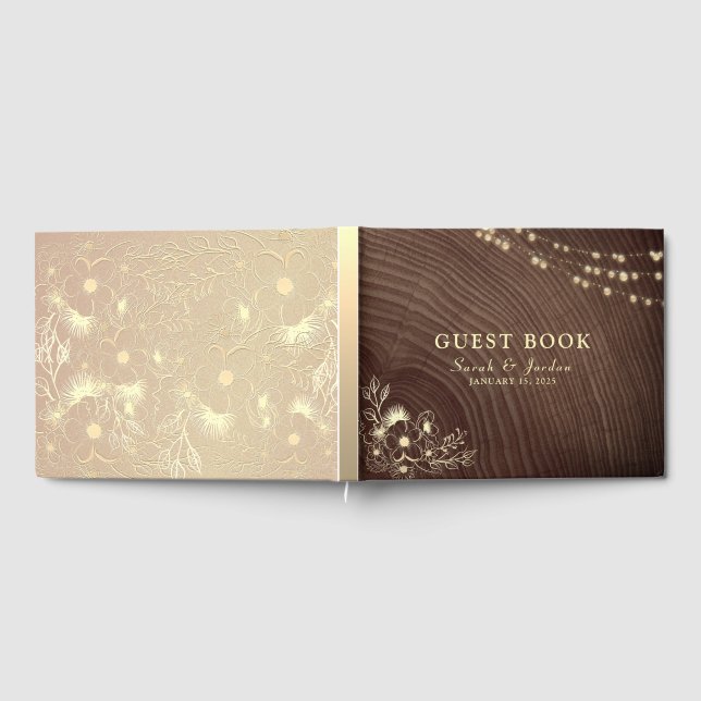 Rustic String Lights Mariage livre d'invité (Complet)