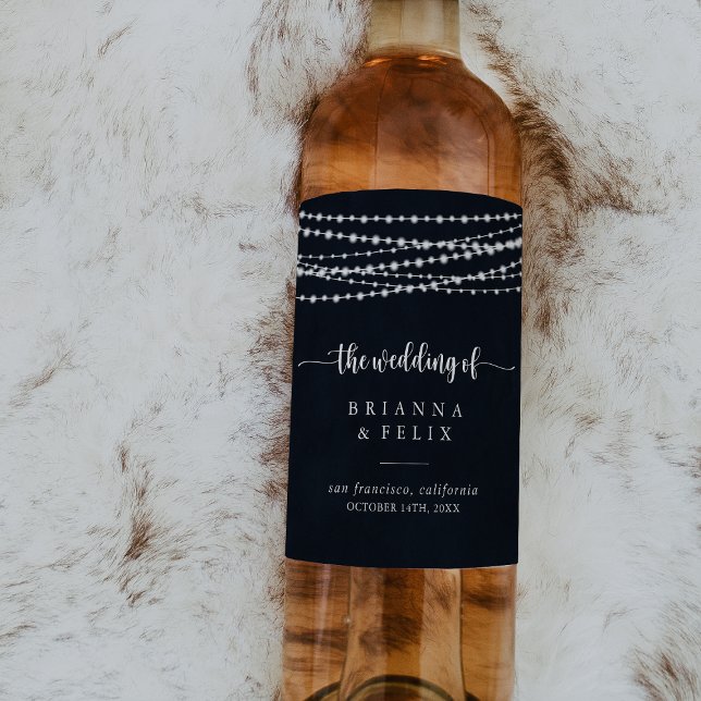 Rustic String Lights Mariage Vin Étiquettes (Créateur téléchargé)