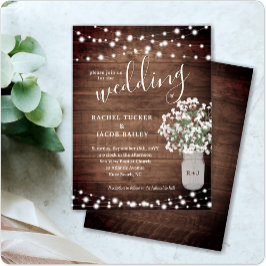 Rustic String Lights Mason Jar Budget Wedding Post Postkarte