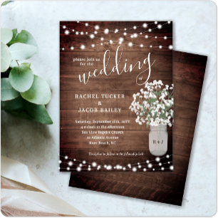 Rustic String Lights Mason Jar Budget Wedding Post Postkarte