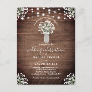 Rustic String Lights Mason Jar Budget Wedding Postkarte