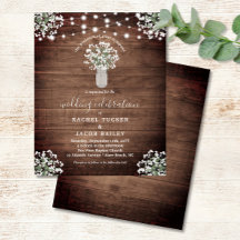 Rustic String Lights Mason Jar Wedding Invitation