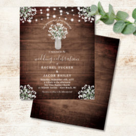 Rustic String Lights Mason Jar Wedding Invitation