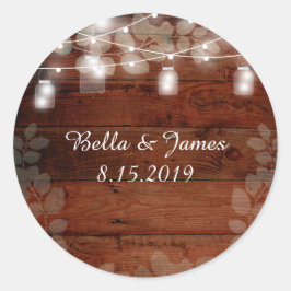 Rustic String Lights Mason Jars Wedger Sticker