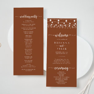 Rustic String Lights Terracotta Wedding Program Programm