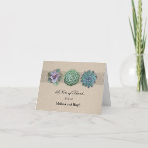 Rustic Succulent Wedding Thank You Card Dankeskarte