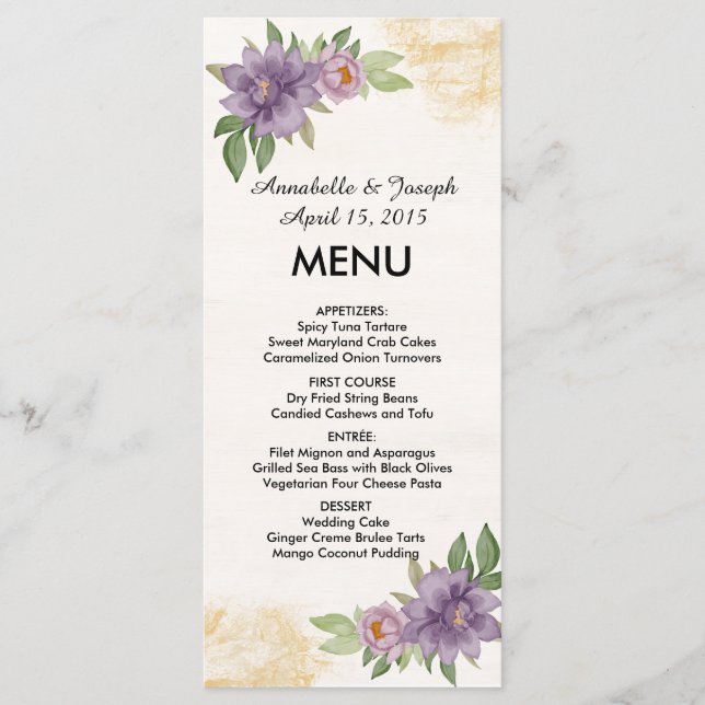 Rustic Summer aesthetic Wildflower Wedding Menükarte (Vorderseite)