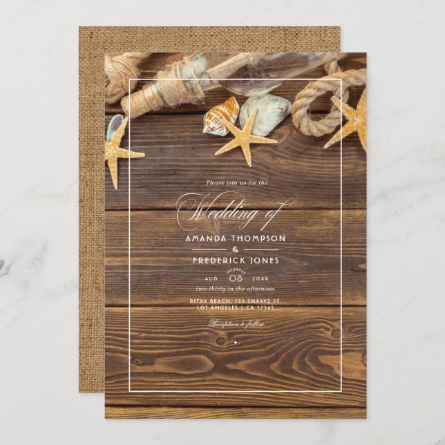 Rustic Summer Beach Wedding Invitation (Devant / Derrière)