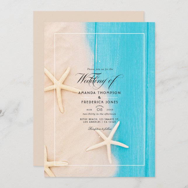 Rustic Summer Beach Wedding Invitation (Devant / Derrière)