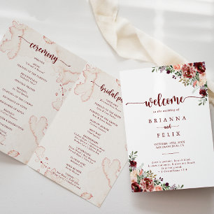 Rustic Summer Floral Programme de mariage plié