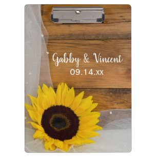 Rustic Sunflower and Bridal Veil Country Wedding Klemmbrett
