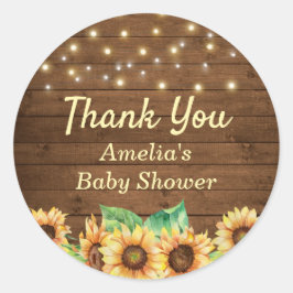 Rustic Sunflower Baby Dusche Sprinkle Vielen Dank Runder Aufkleber