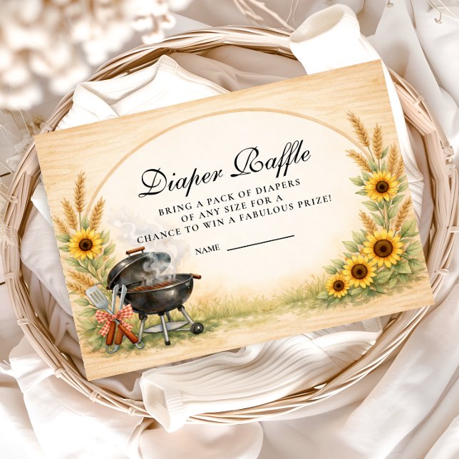 Rustic Sunflower Baby Q Diapper Raffle Begleitkarte (Von Creator hochgeladen)