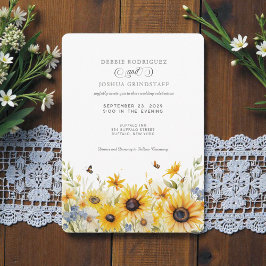 Rustic Sunflower Barn Fall Wedding Invitation  Einladung