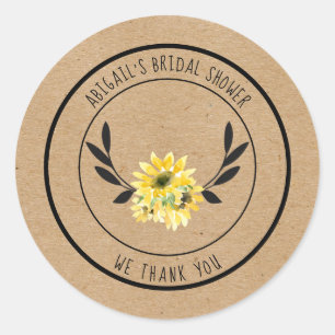 Rustic Sunflower Brautparty Vielen Dank Runder Aufkleber