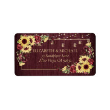 Rustic Sunflower Burgundy Wood Floral Adresse
