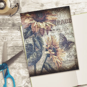 Rustic Sunflower Butterfly Ephemera Scrapbook Card