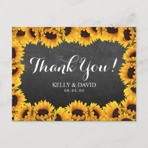 Rustic Sunflower Chalkboard Hochzeit Vielen Dank Postkarte