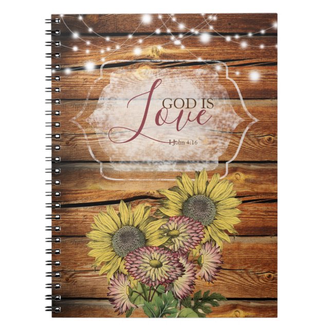Rustic Sunflower Christlich Journal Notebook Notizblock (Vorderseite)