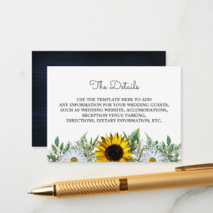 Rustic Sunflower Daisy Wedding Enclosure Card Begleitkarte