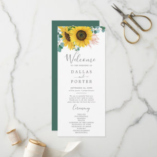 Rustic Sunflower Eucalyptus Programme de mariage