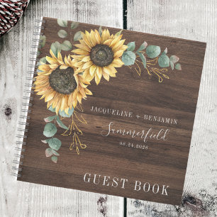 Rustic Sunflower Eucalyptus Wedding Guest Book Notizbuch