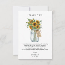 Rustic Sunflower Flat Thank You Card Dankeskarte