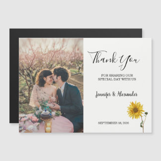 Rustic sunflower floral photo Thank You Magneteinladung